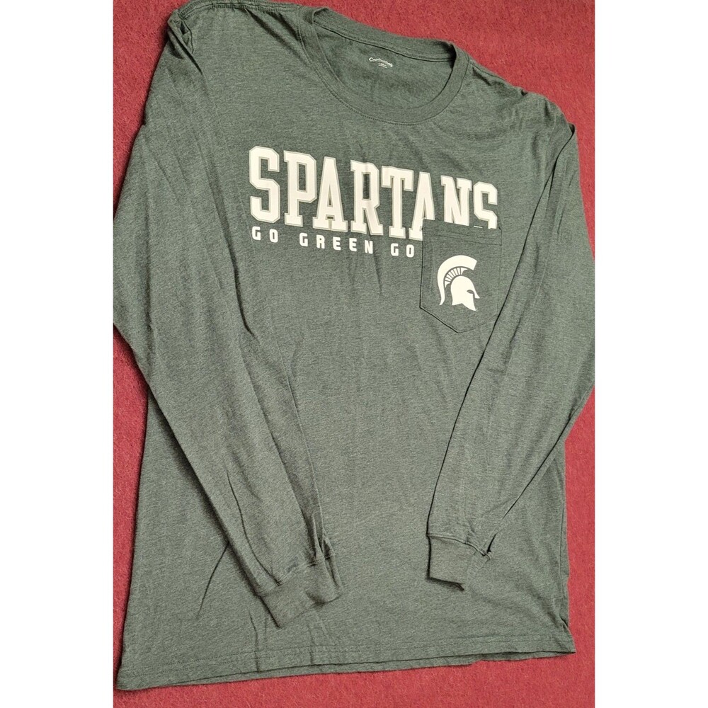 Unisex Captivating Apparel Spartans Long Sleeve With Pocket Shirt Size 2XL